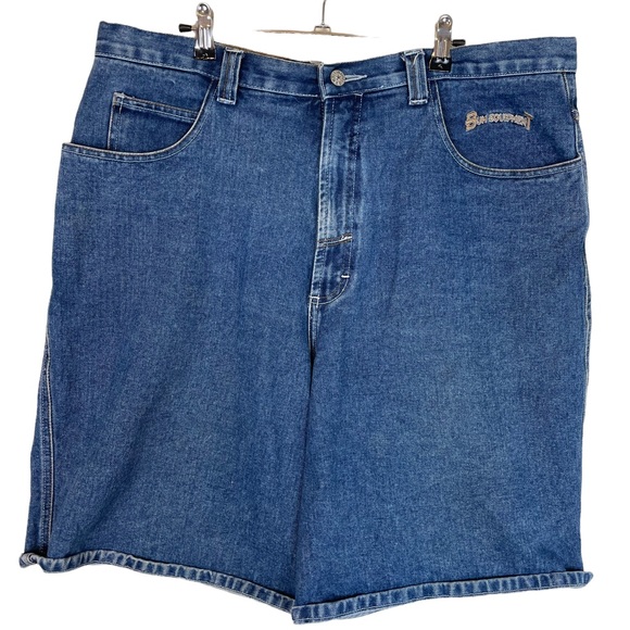 Vintage 1990s BUM Equipment Embroidered Logo Patch Spell-out Mens W38 Shorts - Picture 2 of 16